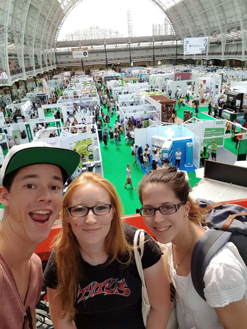 Silvan (glutenfreiewelt), Sarah (Zottenretter) und ich unterwegs auf der Allergyshow London
