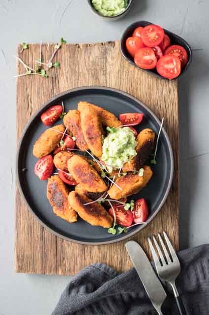 Glutenfreie Süßkartoffel-Kroketten (vegan) | Freiknuspern