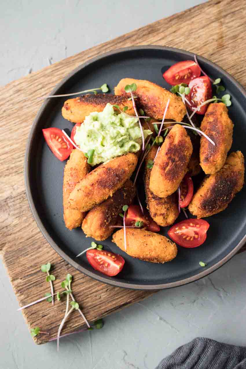 Glutenfreie Süßkartoffel-Kroketten (vegan) | Freiknuspern