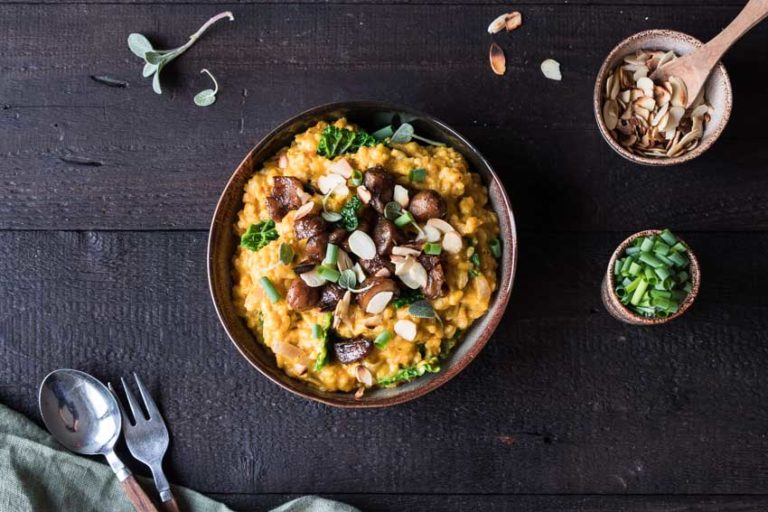 Veganes Kürbis Risotto glutenfrei Freiknuspern