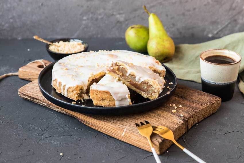 Glutenfreier Gedeckter Birnenkuchen Vegan Freiknuspern