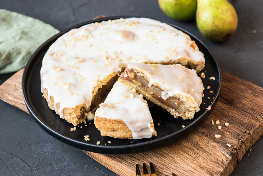 Glutenfreier Gedeckter Birnenkuchen Vegan Freiknuspern