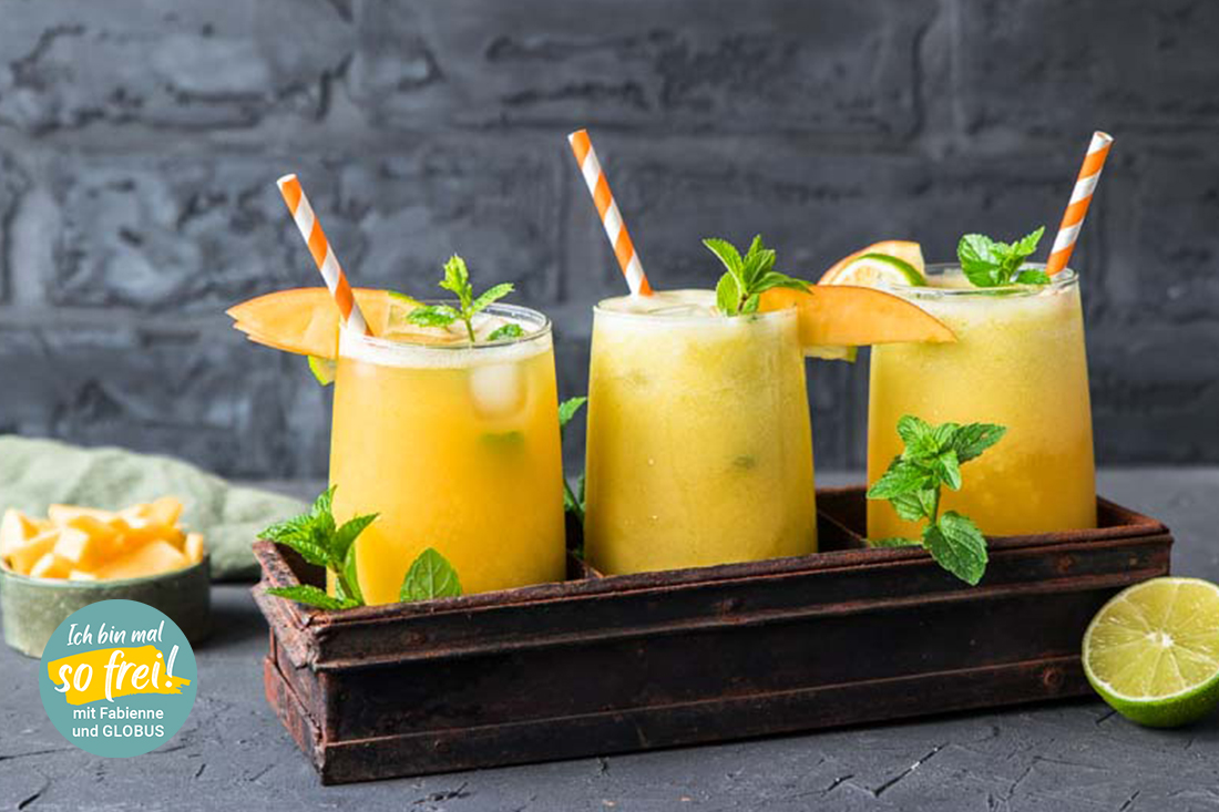 Alkoholfreier glutenfreier &amp; veganer Mango-Limetten Cocktail